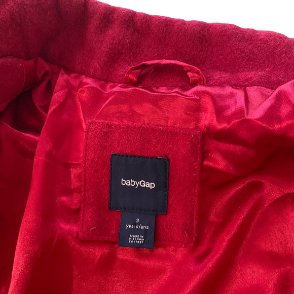 Baby Gap Red Girls Peacoat 3y with bow detail wool mix - Picture 5 of 7